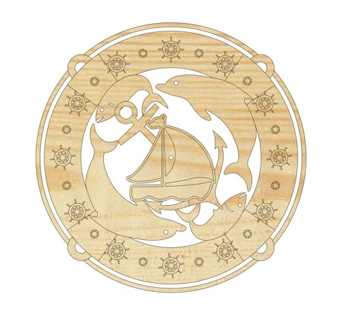 طرح ساعت زندگی دریا وی ای - sea life clock ve - برای دستگاه CNC چوب و لیزر (سی ان سی)