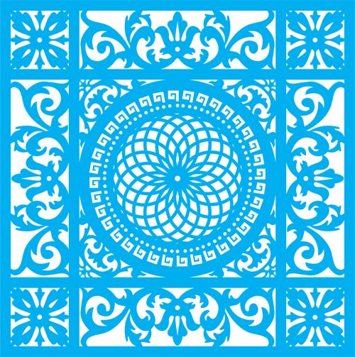 طرح الگوی تزئینی زرق و آبی یکپارچه - seamless blue damask pattern ornament ve - برای دستگاه CNC چوب و لیزر (سی ان سی)