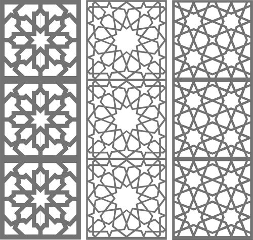 طرح مجموعه گریل گلدار یکپارچه برای برش لیزری - seamless floral grill set for laser cut ve - برای دستگاه CNC چوب و لیزر (سی ان سی)