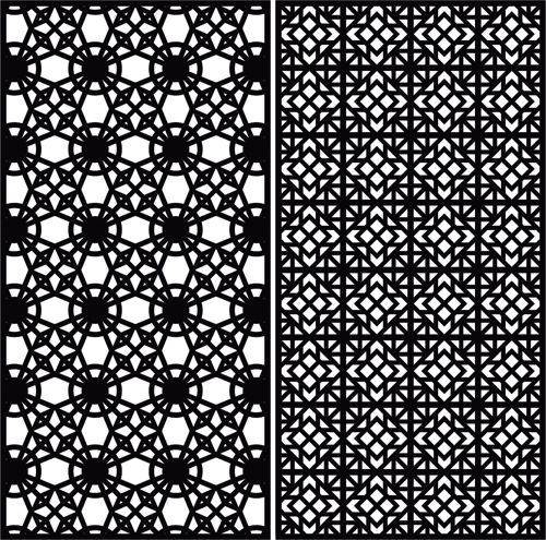 طرح جداکننده یکپارچه دکوراسیون صفحه پنل های مجموعه برای برش لیزر - seamless separator decor screen panels set for laser cutting - برای دستگاه CNC چوب و لیزر (سی ان سی)
