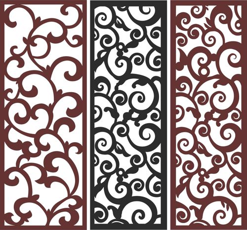 طرح‌های جداکننده درز گل روی صفحه برای برش لیزری - separator seamless floral screen designs for laser cutting - برای دستگاه CNC چوب و لیزر (سی ان سی)
