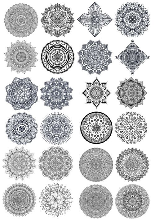 طرح مجموعه تزئینی ماندالا تزئین - set of decorative mandala ornament ve - برای دستگاه CNC چوب و لیزر (سی ان سی)