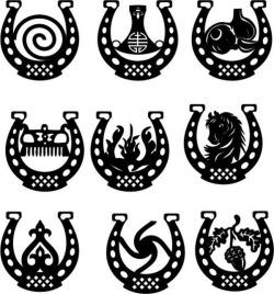طرح مجموعه تزئینات نعل اسب برای برش لیزری - set of horseshoe decoration for laser cut ve - برای دستگاه CNC چوب و لیزر (سی ان سی)
