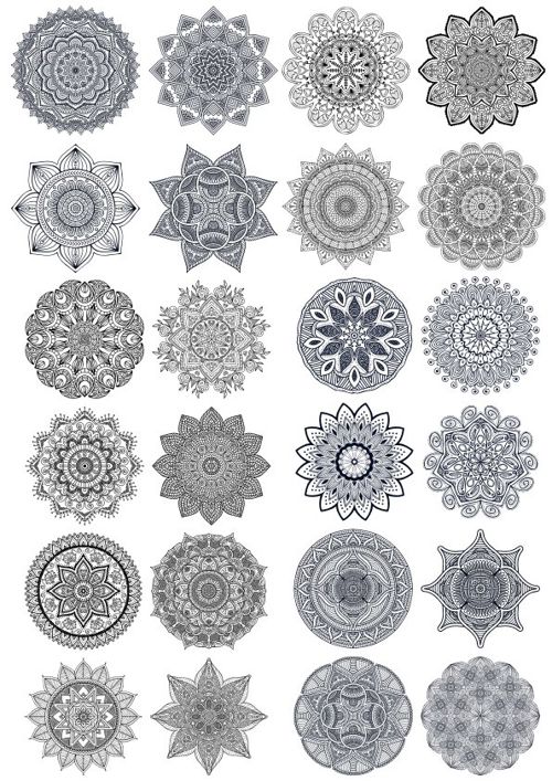 طرح مجموعه تزئینات گرد ماندالا - set of ornament round mandala ve - برای دستگاه CNC چوب و لیزر (سی ان سی)