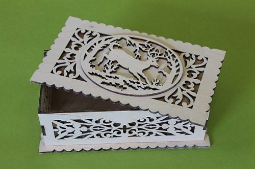 طرح shkatulka s olenem chertezh for laser cut - shkatulka s olenem chertezh for laser cut ve - برای دستگاه CNC چوب و لیزر (سی ان سی)