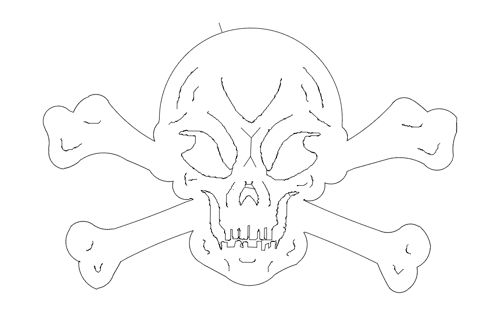 طرح جمجمه و استخوان‌های ضربدری - skull and crossbones - برای دستگاه CNC چوب و لیزر (سی ان سی)