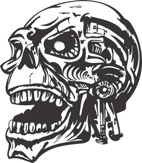 طرح جمجمه بردار سر - skull vector head - برای دستگاه CNC چوب و لیزر (سی ان سی)