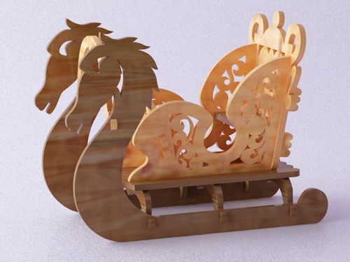 طرح تزئینات کریسمس سورتمه لیزری - sleigh christmas ornaments laser cut ve - برای دستگاه CNC چوب و لیزر (سی ان سی)