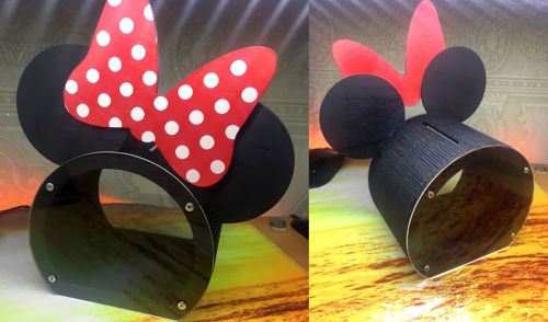 طرح بانک کوچک مینی موس برای برش لیزری - small bank minnie mouse for laser cut ve - برای دستگاه CNC چوب و لیزر (سی ان سی)