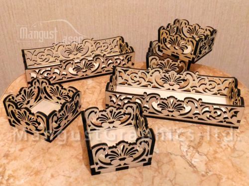 طرح جعبه‌های کوچک برای گل‌ها سانتی‌متر و سانتی‌متر برای برش لیزری - small boxes for flowers 6x6x3 cm and 6x15x3 cm for laser cutting ve - برای دستگاه CNC چوب و لیزر (سی ان سی)