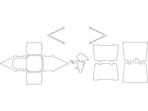 طرح پازل اسنوپی با خانه وکتور - snoopy with house puzzle vector - برای دستگاه CNC چوب و لیزر (سی ان سی)