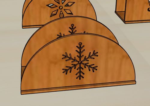 طرح دانه‌های برف تزئینات درخت کریسمس جا دستمال سفره میلی‌متری برش لیزری - snowflaks christmas tree ornaments napkin holder 3mm laser cut - برای دستگاه CNC چوب و لیزر (سی ان سی)