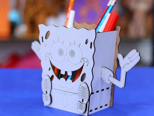 طرح spongebob-pencil-box-desk-organizer-spongebob-box-for-kids-3mm-laser-cut-ve