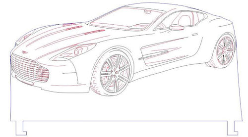 طرح ماشین ورزشی led illusion - sport car led illusion ve - برای دستگاه CNC چوب و لیزر (سی ان سی)