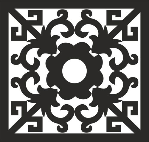 طرح مربع تزئینی هنری هنر - square ornament art - برای دستگاه CNC چوب و لیزر (سی ان سی)