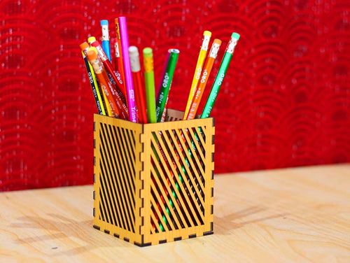 طرح قالب جا قلم مربعی میلی‌متری لیزر - square pen holder template 3mm laser cut - برای دستگاه CNC چوب و لیزر (سی ان سی)