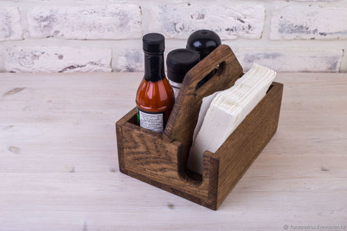 طرح پایه برای ادویه و دستمال با دسته دسته - stand for spices and napkins with handle ve - برای دستگاه CNC چوب و لیزر (سی ان سی)