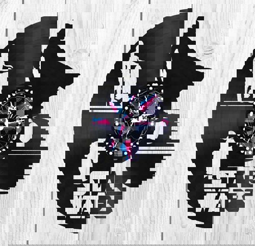 طرح ساعت دیواری وینیل جنگ ستارگان برش لیزری - star wars vinyl record wall clock laser cut ve - برای دستگاه CNC چوب و لیزر (سی ان سی)