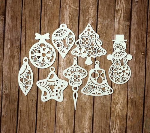 طرح تزئینات کریسمس استیم‌پانک لیزری - steampunk christmas ornaments laser cut ve - برای دستگاه CNC چوب و لیزر (سی ان سی)