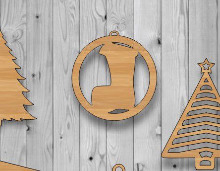 طرح جوراب تزئین درخت کریسمس بابلس لیزری - stocking christmas tree decoration bauble laser cut ve - برای دستگاه CNC چوب و لیزر (سی ان سی)