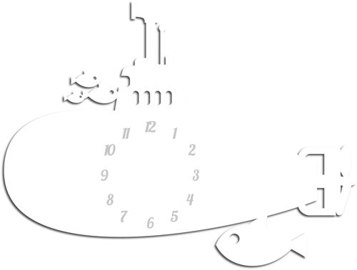 طرح الگوی ساعت دیواری زیردریایی برای برش لیزری - submarine wall clock template for laser cut ve - برای دستگاه CNC چوب و لیزر (سی ان سی)