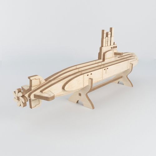 طرح مدل چوبی زیردریایی لیزر - submarine wooden model laser cut ve - برای دستگاه CNC چوب و لیزر (سی ان سی)