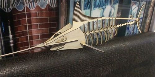 طرح چوب شمشیر ماهی برای برش لیزری - sword fish wood for laser cut - برای دستگاه CNC چوب و لیزر (سی ان سی)