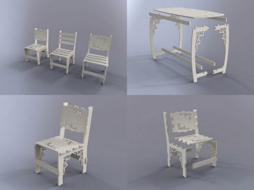 طرح میز و صندلی تخت - table and chair flat - برای دستگاه CNC چوب و لیزر (سی ان سی)