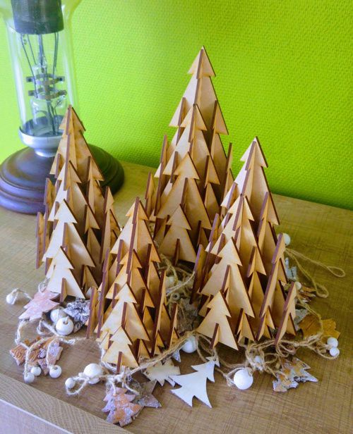 طرح رومیزی درخت کریسمس میلی‌متری برش لیزری - tabletop christmas tree 3mm laser cut ve - برای دستگاه CNC چوب و لیزر (سی ان سی)