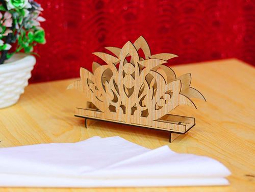 طرح قالب جای دستمال سفره ای 3 میلی‌متری برش لیزری - tabletop standing napkin holder template 3mm laser cutting ve - برای دستگاه CNC چوب و لیزر (سی ان سی)