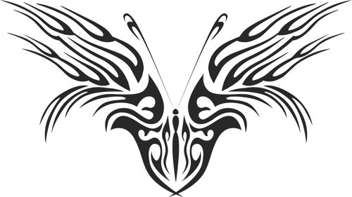 طرح تاتو قبیله‌ای پروانه - tattoo tribal butterfly 111 ve - برای دستگاه CNC چوب و لیزر (سی ان سی)