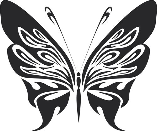 طرح تاتو قبیله‌ای پروانه - tattoo tribal butterfly 255 - برای دستگاه CNC چوب و لیزر (سی ان سی)