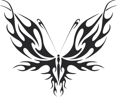 طرح تاتو قبیله‌ای پروانه - tattoo tribal butterfly 555 - برای دستگاه CNC چوب و لیزر (سی ان سی)