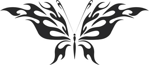 طرح خالکوبی قبیله‌ای پروانه پرواز - tattoo tribal butterfly flying - برای دستگاه CNC چوب و لیزر (سی ان سی)
