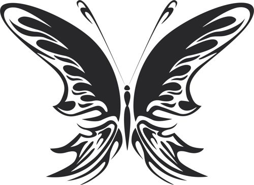 طرح تاتو قبیله‌ای پروانه فلزی هنر - tattoo tribal butterfly metal art 99 - برای دستگاه CNC چوب و لیزر (سی ان سی)