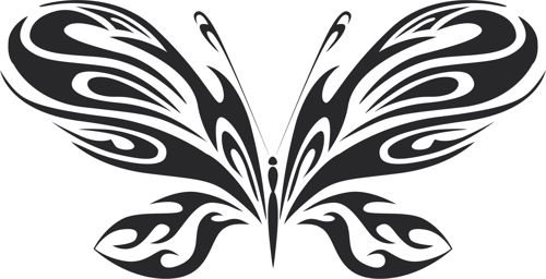 طرح تاتو قبیله‌ای پروانه فلزی هنر - tattoo tribal butterfly metal art 111 - برای دستگاه CNC چوب و لیزر (سی ان سی)