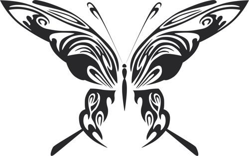 طرح تاتو قبیله‌ای پروانه فلزی هنر طراحی - tattoo tribal butterfly metal art design - برای دستگاه CNC چوب و لیزر (سی ان سی)