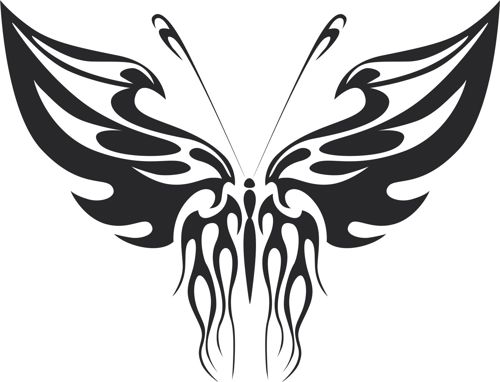 طرح تاتو قبیله‌ای پروانه فلزی هنر - tattoo tribal butterfly metal art - برای دستگاه CNC چوب و لیزر (سی ان سی)