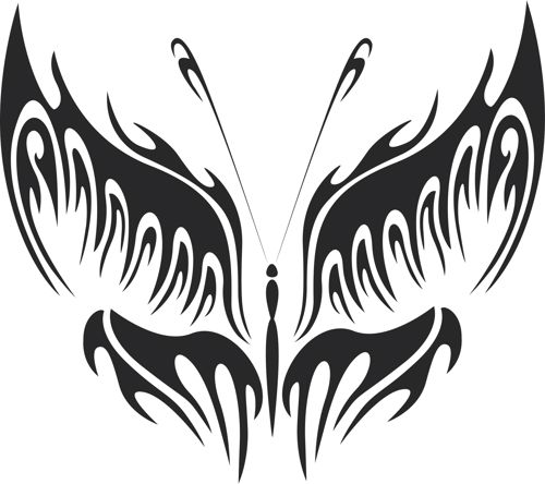 طرح تاتو قبیله‌ای پروانه فلزی پلاسما هنر - tattoo tribal butterfly metal plasma art - برای دستگاه CNC چوب و لیزر (سی ان سی)