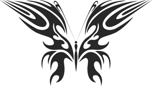 طرح خالکوبی قبیله‌ای پروانه سیلوئت طرح - tattoo tribal butterfly silhouette design - برای دستگاه CNC چوب و لیزر (سی ان سی)