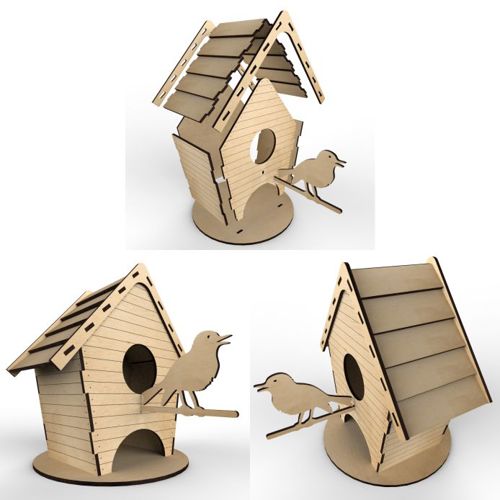 طرح چایخانه لانه پرنده برای برش لیزری تخته الیاف - tea house birdhouse layout for laser cutting plywood - برای دستگاه CNC چوب و لیزر (سی ان سی)