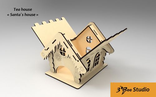 طرح چایخانه برای برش لیزری - tea house for laser cut ve - برای دستگاه CNC چوب و لیزر (سی ان سی)
