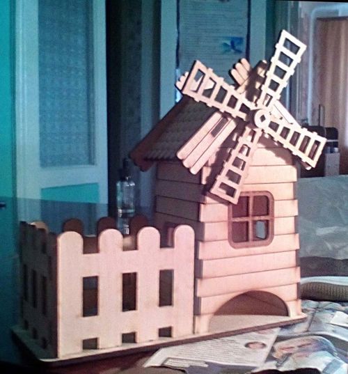 طرح آسیاب چای خانه برای برش لیزری - tea house mill for laser cut ve - برای دستگاه CNC چوب و لیزر (سی ان سی)