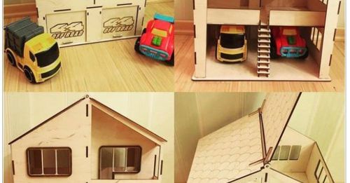 طرح خانه و گاراژ برای دو ماشین برش لیزری هزینه - the house and garage for two cars for laser cut - برای دستگاه CNC چوب و لیزر (سی ان سی)
