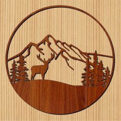 طرح گوزن شمالی، جنگل را برای برش لیزری سی ان سی نگه می‌دارد - the moose holds the forest for laser cut cnc - برای دستگاه CNC چوب و لیزر (سی ان سی)