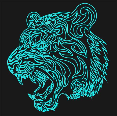 طرح حکاکی لیزری اکریلیک ببر هنر - tiger laser acrylic engraving art ve - برای دستگاه CNC چوب و لیزر (سی ان سی)