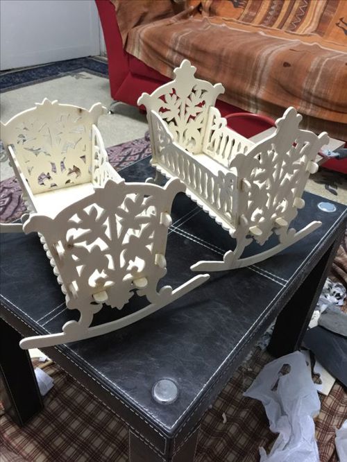 طرح تخت گهواره‌ای کودک برای برش لیزری - toddler rocking bed for laser cut ve - برای دستگاه CNC چوب و لیزر (سی ان سی)