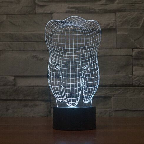 طرح لامپ رومیزی LED سه بعدی دندان توهم حکاکی لیزری - tooth 3d illusion led table lamp laser engraving ve - برای دستگاه CNC چوب و لیزر (سی ان سی)