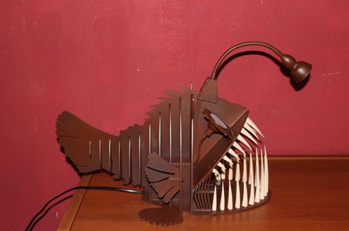 طرح چراغ ماهی دندان دار برای برش لیزری - tooth toothed fish lamp for laser cut ve - برای دستگاه CNC چوب و لیزر (سی ان سی)