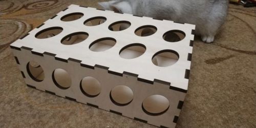 طرح اسباب‌بازی برای جعبه گربه میلی‌متر بردارها برای برش لیزری - toy for cat box 6mm vectors for laser cut - برای دستگاه CNC چوب و لیزر (سی ان سی)
